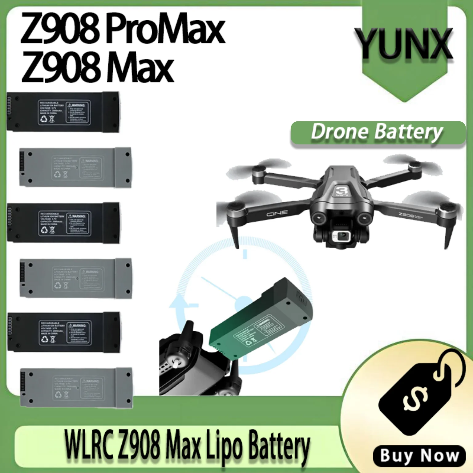 

Upgraded 3.7V 2000mAh High-Energy Lipo Battery Steady Current Core Wear-Proof Backup Power for DJI Z908 Max Z908 ProMax Aerial
