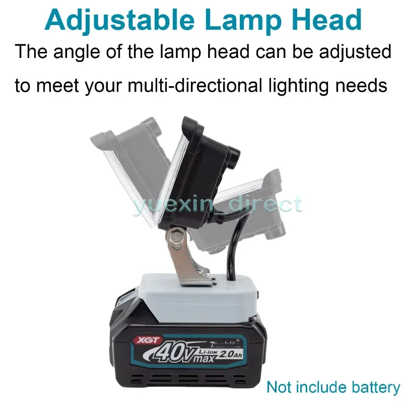 Lampe de travail LED sans fil pour Makita, batterie lithium-ion 40V, lampe d'extérieur portable, lampe de travail, batterie non incluse