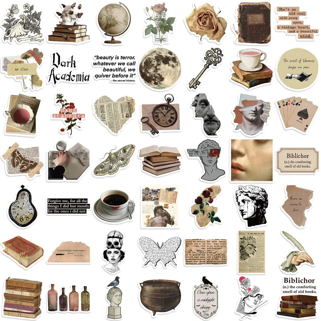 50PCS New Retro Renaissance Aesthetics Photos Graffiti Stickers for Bicycle Hand Account Pencil Case BulingBulingStickers Store