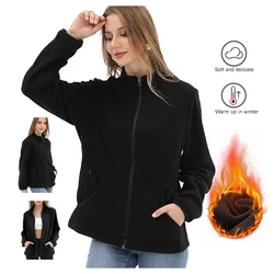 Women's Lightweight Full Zip Soft Polar Fleece Jacket Hiking Camping Outdoor Recreation Coat With Zipper Pockets