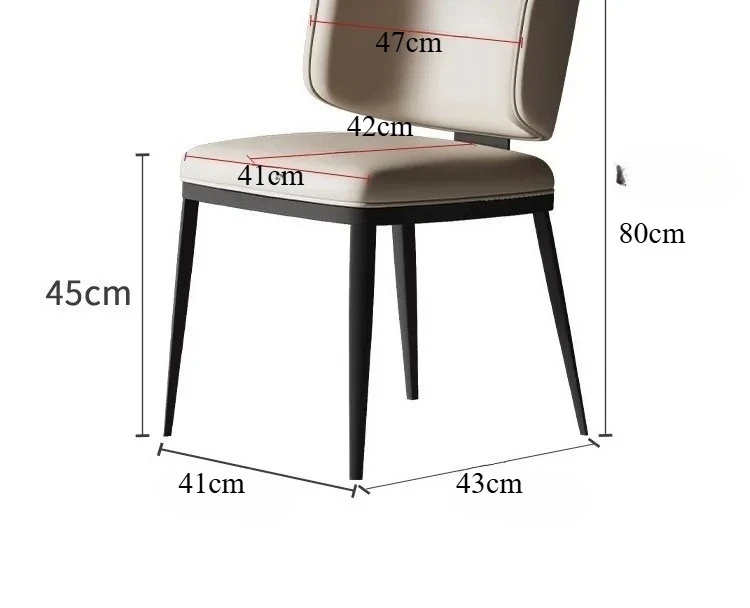 Wooden Dining Chairs PU Leather Padded Chairs with Comfortable Backrest Ergonomic Office Chair Beige Leisure Chair