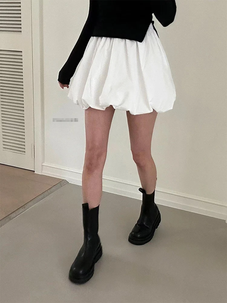 White Black Mini Skirt Cute Sexy Elastic High Waist Ball Gown Ruffle Women\'s Skirt  Short Korean Fashion Sweet Ladies Clothing