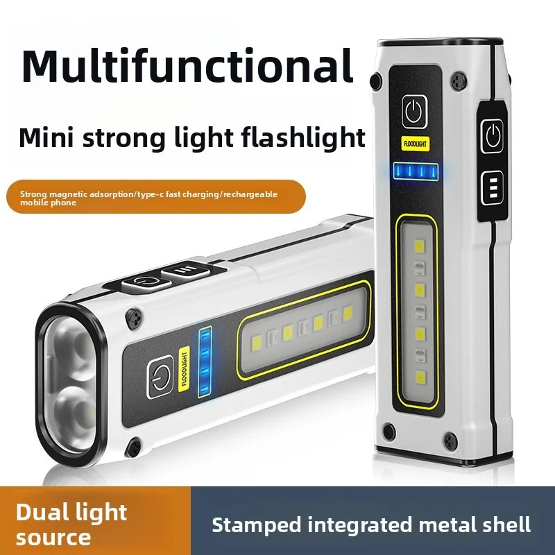 COB LED Work Light with Battery Display Magnetic Base Outdoor Emergency Maintenance Repair Mini Flashlight Portable Rechargeable