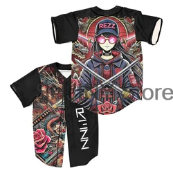 Rezz Rave Baseball Jersey For Edm Festival V-Neck Short Sleeve Button-up Shirts Women Men Streetwear Tops