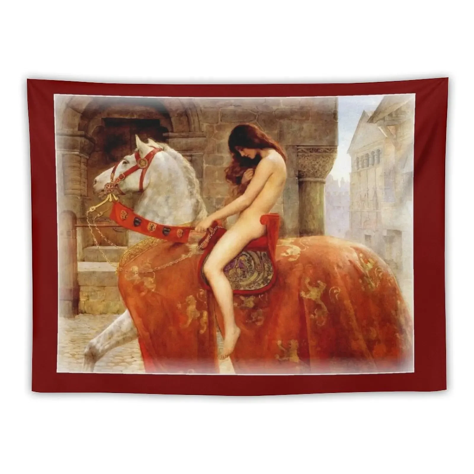 

LADY GODIVA : Vintage 1897 Portrait by John Collier Print Tapestry Room Design Custom Tapestry