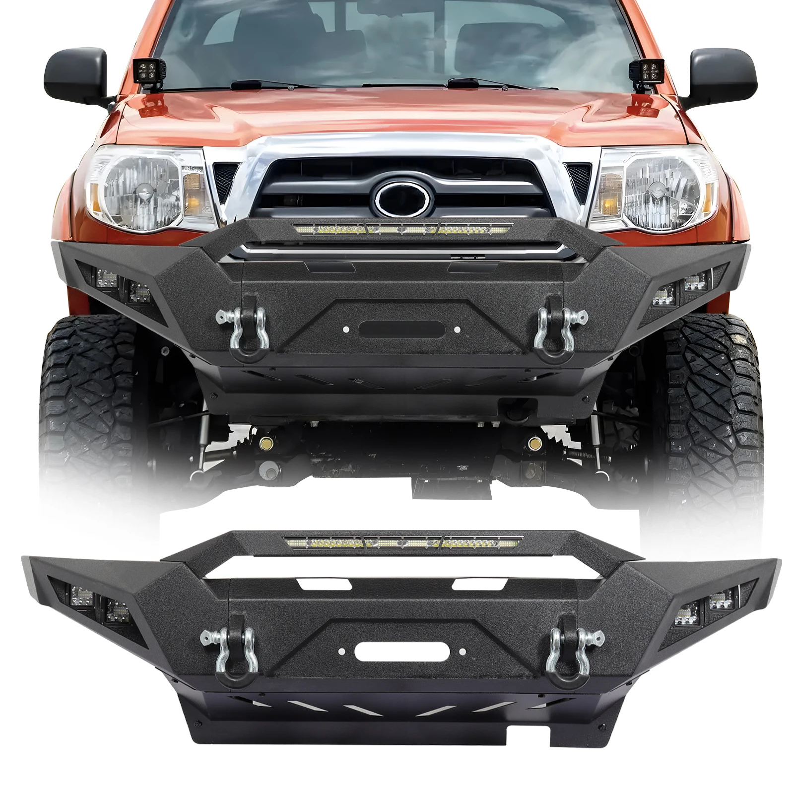 Front Bumper w/ Stinger Hoop & Winch Plate for Toyota Tacoma 2005-2015 2nd Gen