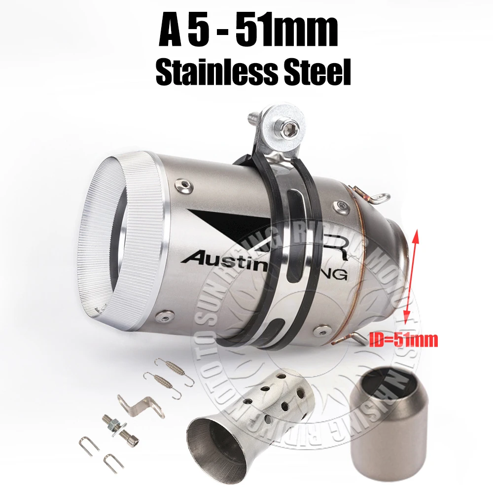 51mm 60mm Carbon/Stainless/Titanium AR Motorcycle Exhaust Muffler For Kawasaki Honda Yamaha KTM CF Suzuki Ktm Bmw etc Tail Pipe image 3