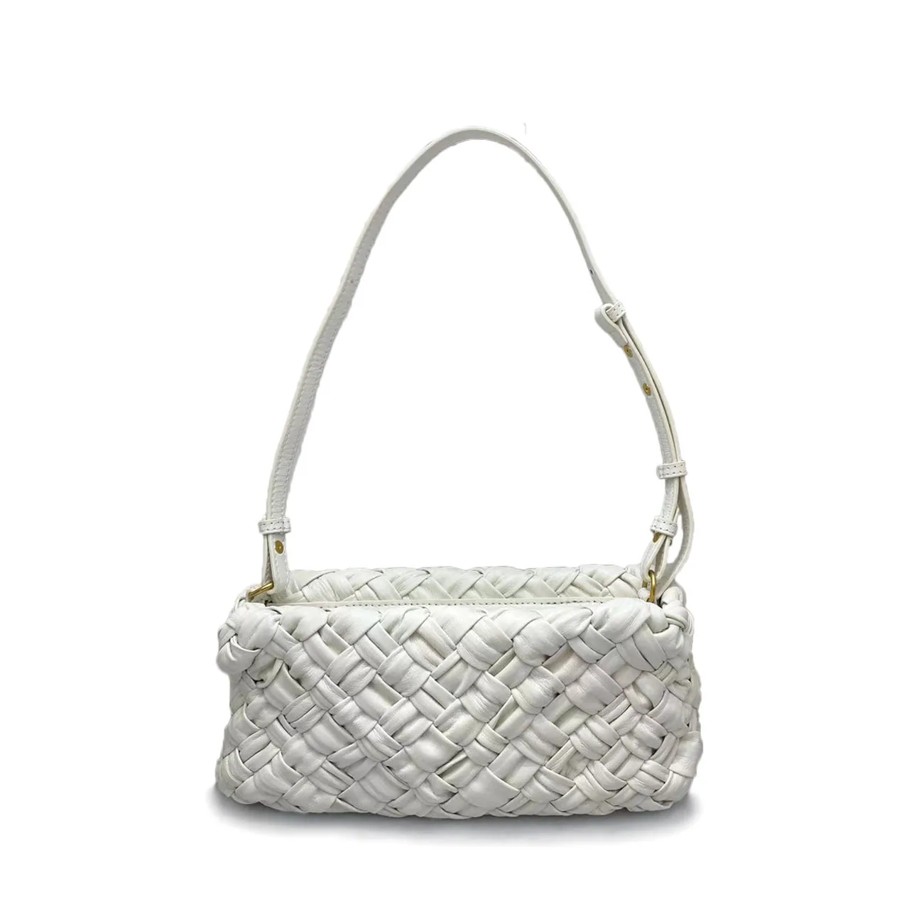 2024 Spring and Summer New French Style High Sense Fashion All-Match Rhombus Pleated Woven Hand-Held Armpit Woven Bag