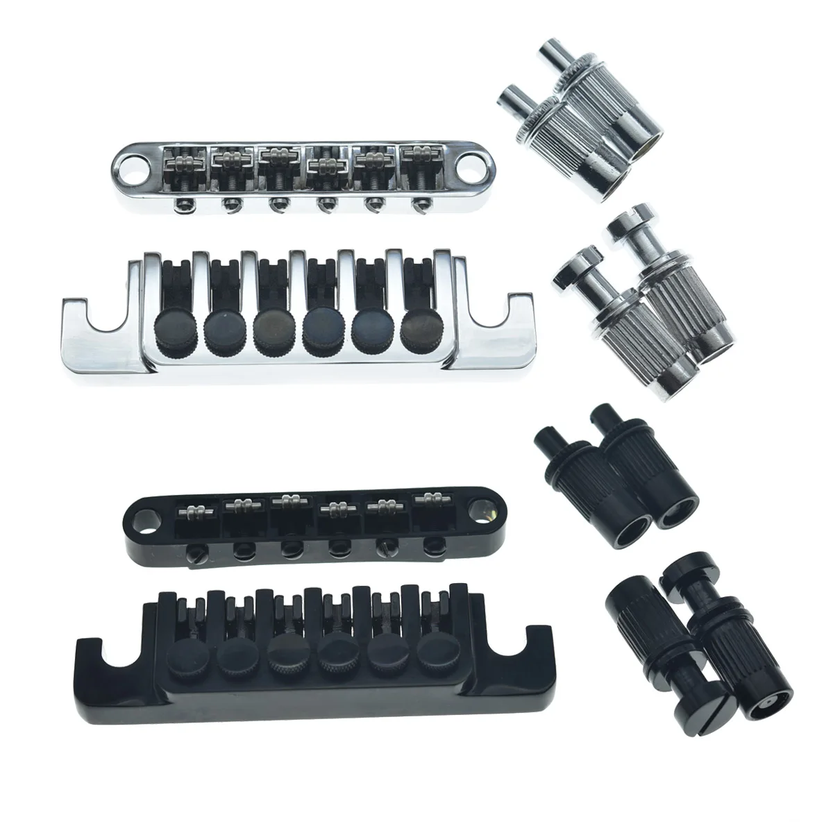 

KAISH Chrome/Black Guitar Roller Saddle Tune-O-Matic Bridge and TP-6 Style LP Stopbar Bridge Tailpiece For Epi LP/SG/Dot/ES