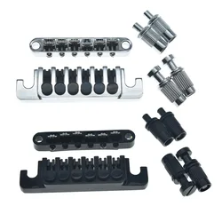 KAISH Chrome/Black Guitar Roller Saddle Tune-O-Matic Bridge and TP-6 Style LP Stopbar Bridge Tailpiece For Epi LP/SG/Dot/ES