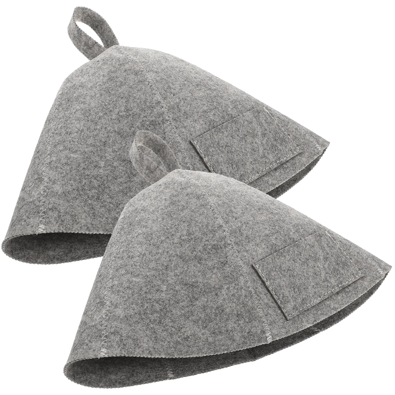

2pcs Felt Bathing Cap Large Shower Caps Sauna Hat for Women Reusable Breathable Felt Material Spa Bath Hats Gray Color