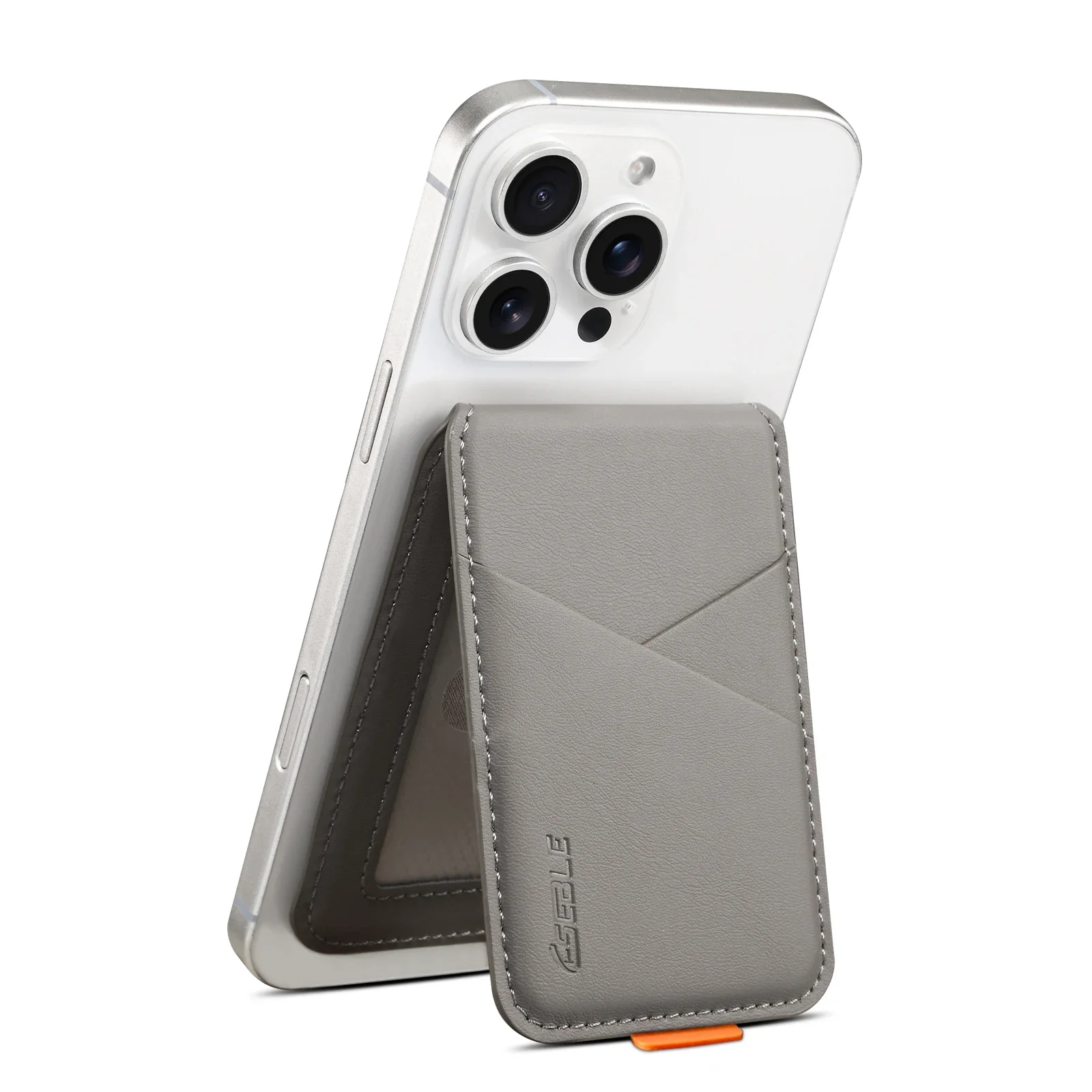 Premium PU-Leder Magnetischer Telefonkartenhalter, RFID Anti-Skimming Geldbörse Kompatibel mit Magnetischer Kabelloser Aufladung für Smartphones