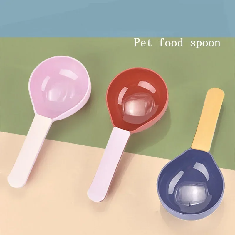 Multifunctional Dog Food Spoon Pet Feeding Spoon With Sealed Bag Clip Creative Measuring Cup Curved Design,Easy To Clean