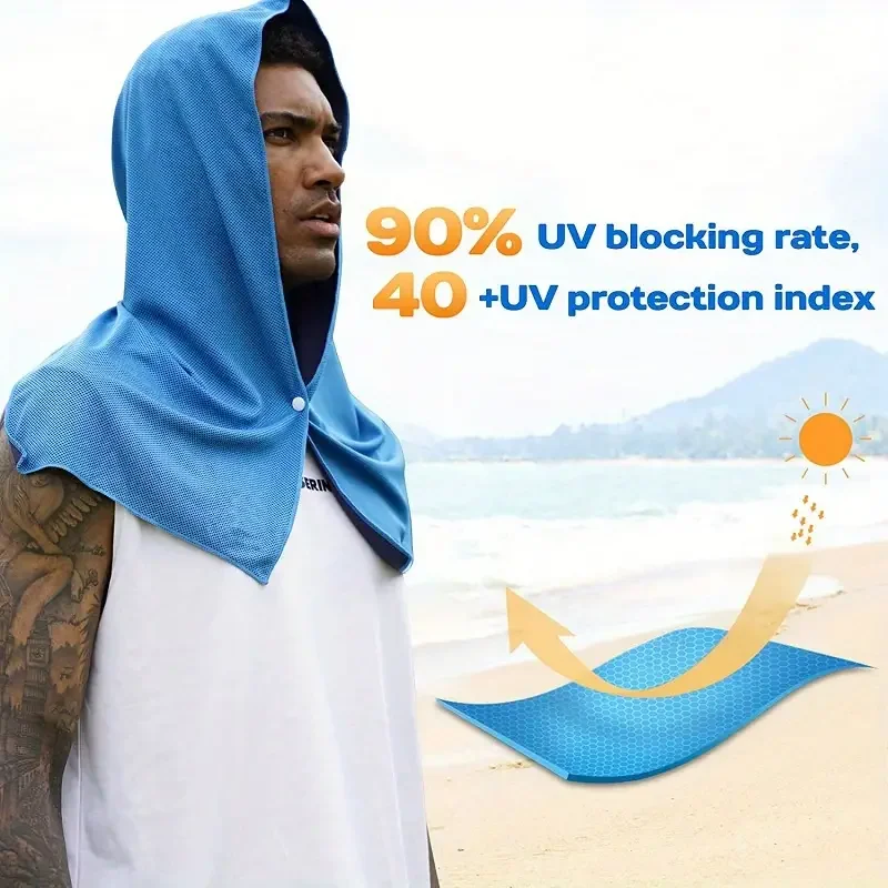 Cooling Hoodie Towel Beach Camping Gym Building Sun Protection Quick Drying Sports Cooling Towel Headband view 3