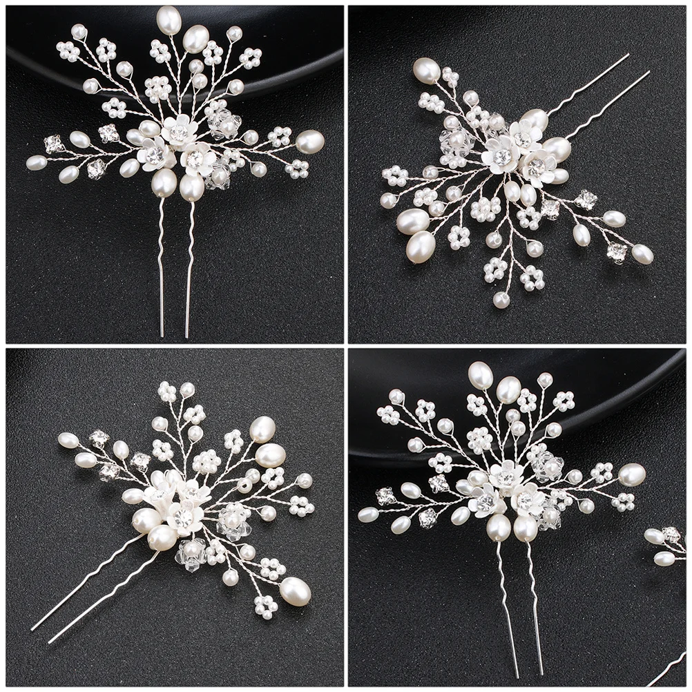 

1Pcs Handmade Silver Bride Pearl Rhinestone Hair Pin Elegant Wedding Hair Accessory for Women Brides Girls Special Occasion
