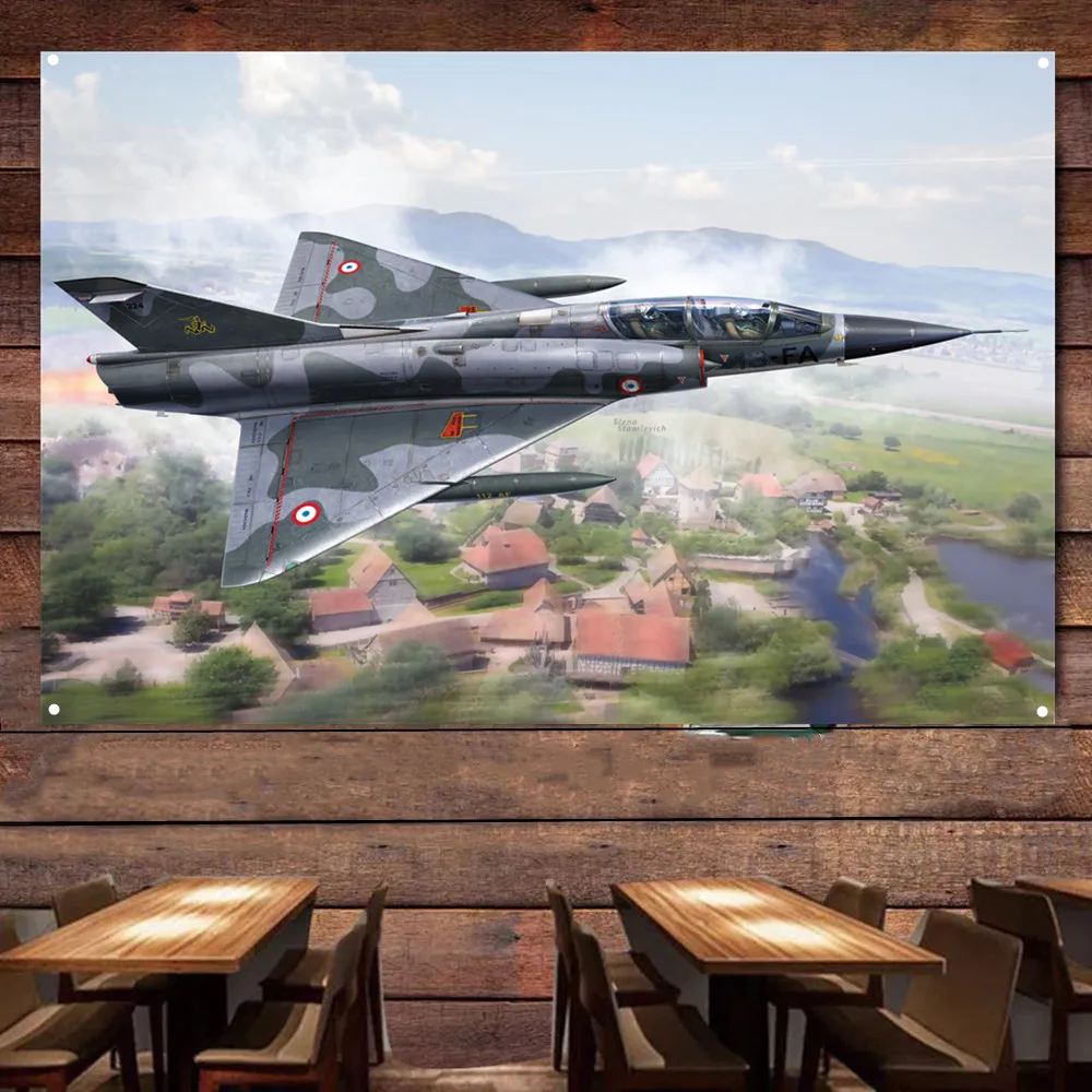 Mirage 2000 Fighter Jet Airplane Flag Banners France Strike Aircraft Military Poster Wall Art Tapestry Home Decor Wall Painting
