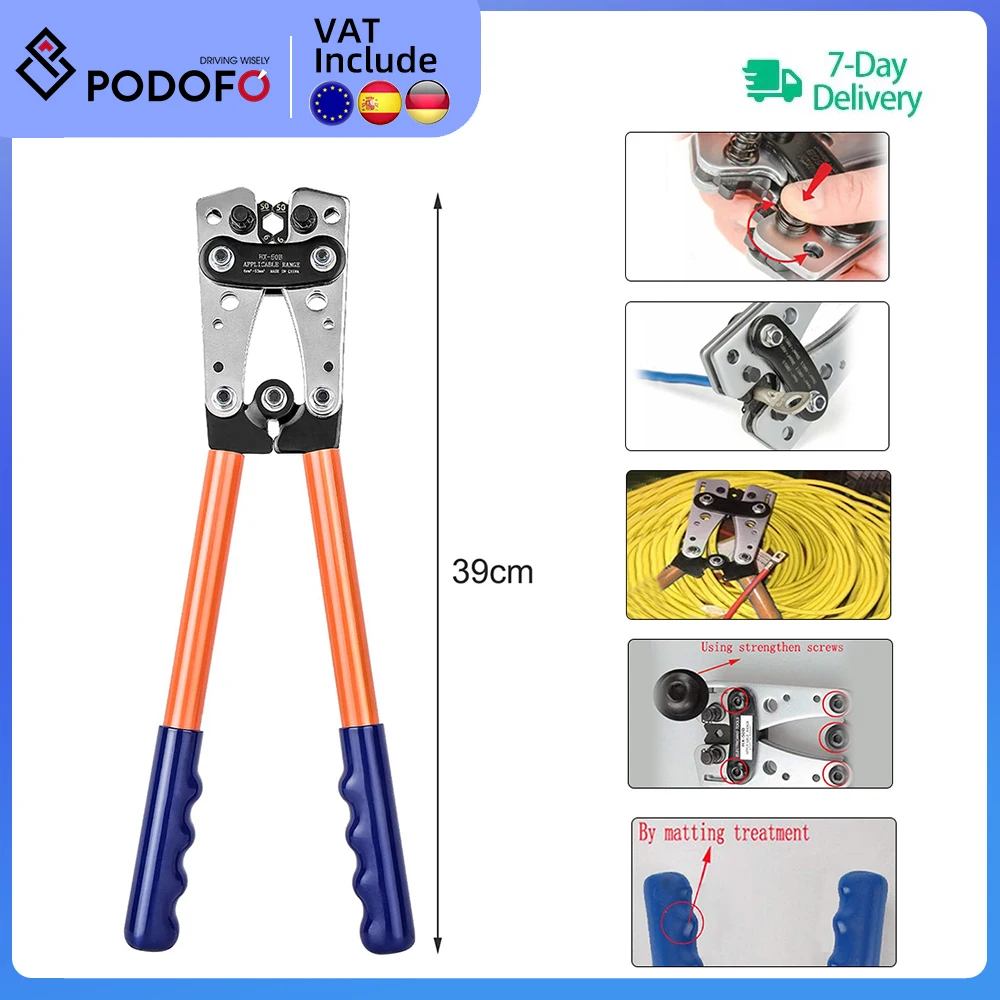 HX-50B Crimping Pliers Portable Cable Crimping Tool Professional Terminals Crimper Plier Handle Cutter Tools  6-50mm² AWG 10-0