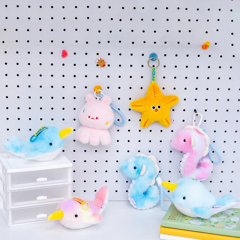 Ocean Series pluche hanger 13CM - cartoon zeester vliegende olifant octopus mini zeepaardje narwal pop - zacht speelgoed verzamelobject