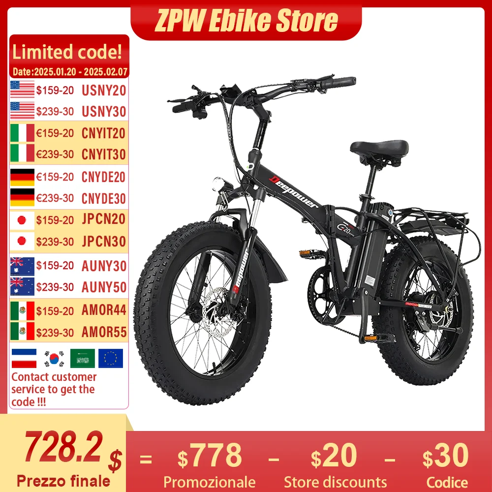 G20pro ebike 1000w 48V 25AH Electric bike 20 Inch Fat Tire Mountain Electric Bike Folding Electric Bicycle Adult electric bike