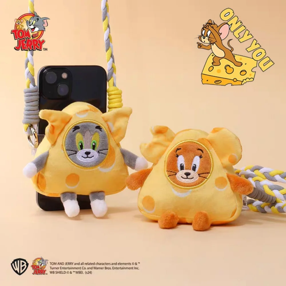 

Kawaii натуральная плюшевая кукла Том и Джерри с зажимом на спине мобильного телефона, мультяшная кукла Томас Кот, шейные украшения для телефонов, куклы, ремешок, подарки