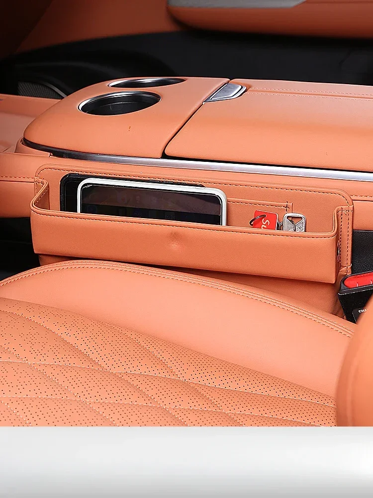 

For Changan Deepal S07 Seat Gap Storage Box Leather Console Side Pocket Seat Crevice Organizer Car Interior Accessories