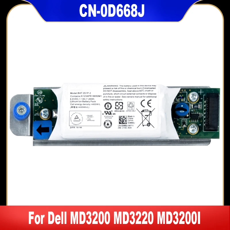 

0D668J новый оригинальный аккумулятор контроллера для Dell MD3200 MD3220 MD3200I BAT 2S1P-2 6,6 V 1.1Ah 7.26Wh CN-0D668J D668J высокого качества