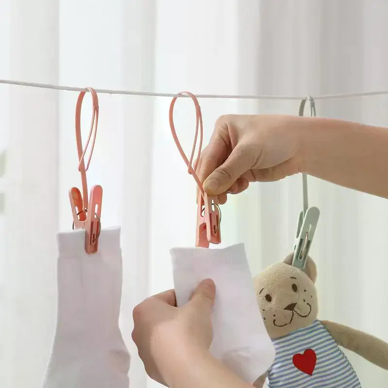 12-pack Hook Clip Clothes Hanger Household Clothesline Strong Small Windproof Clips For Drying Clothes Socks And Underwear