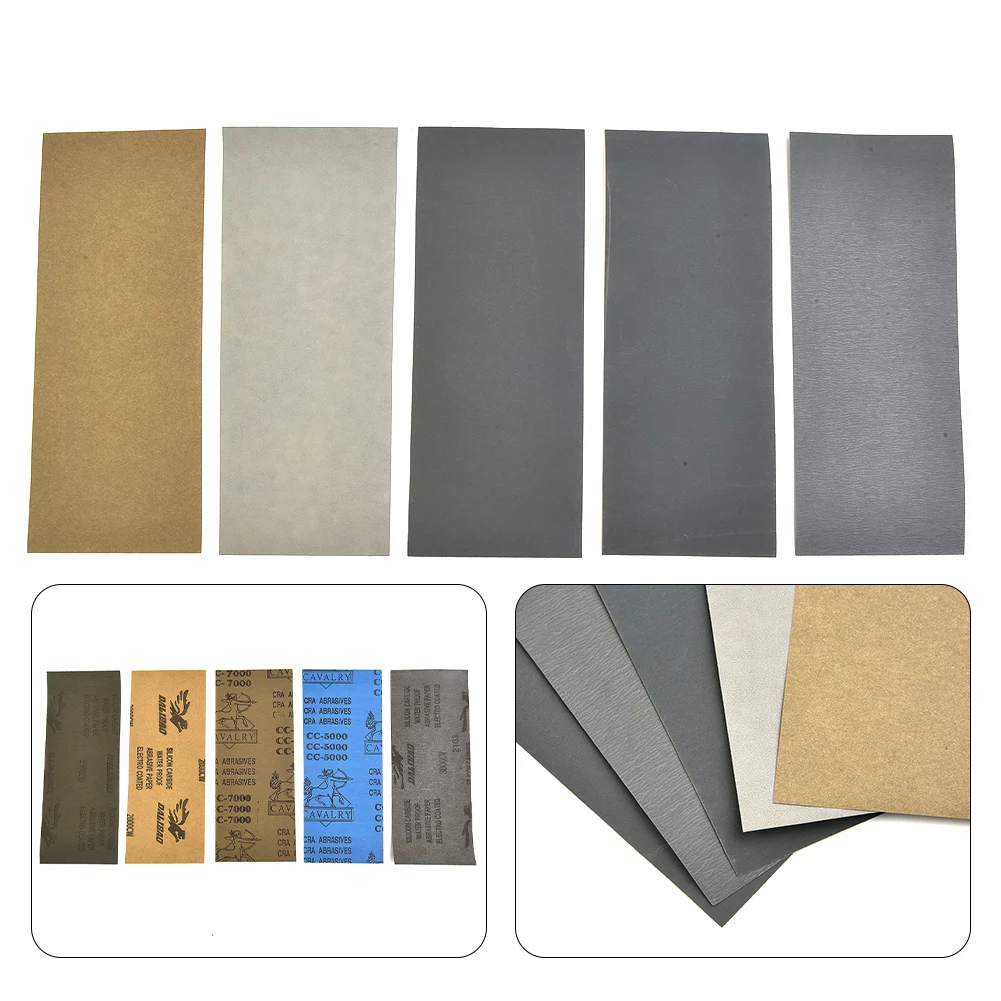 5pcs Sandpaper Emery 2000/2500/3000/5000/7000 Grits 230*93mm For Processing Paint Varnish Filler Car Repair Tool Accessories