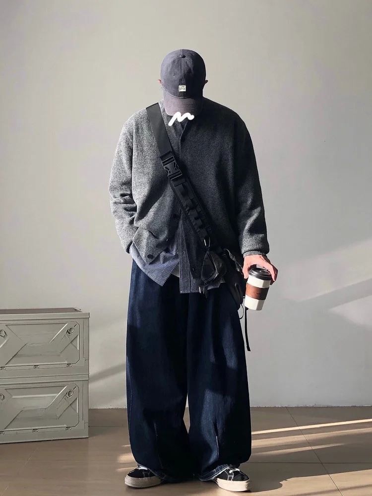 

Japanese Sle Loose Casual Pure Color Knitted Sweater f High Collar Open Cardigan for Men And Women Warm Comfortable Fa...