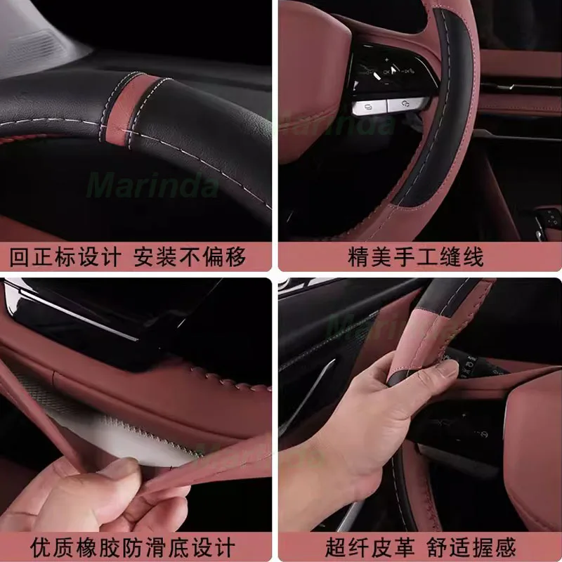 Car Steering Wheel Cover for Changan CS75 Plus 3th 2024 Non-slip Leather Wear-resistant Sweat Absorbing Interior Accessories