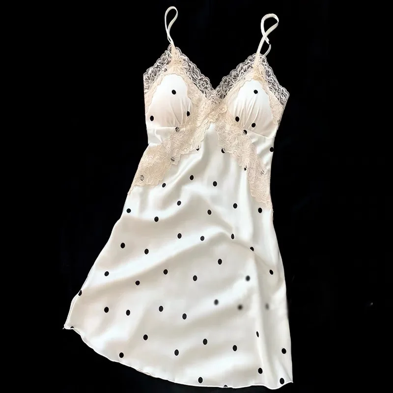 New Summer Ice Silk Pajamas Sexy Deep V With Cushion Strap Shorts Comfortable Two Piece Home Clothes