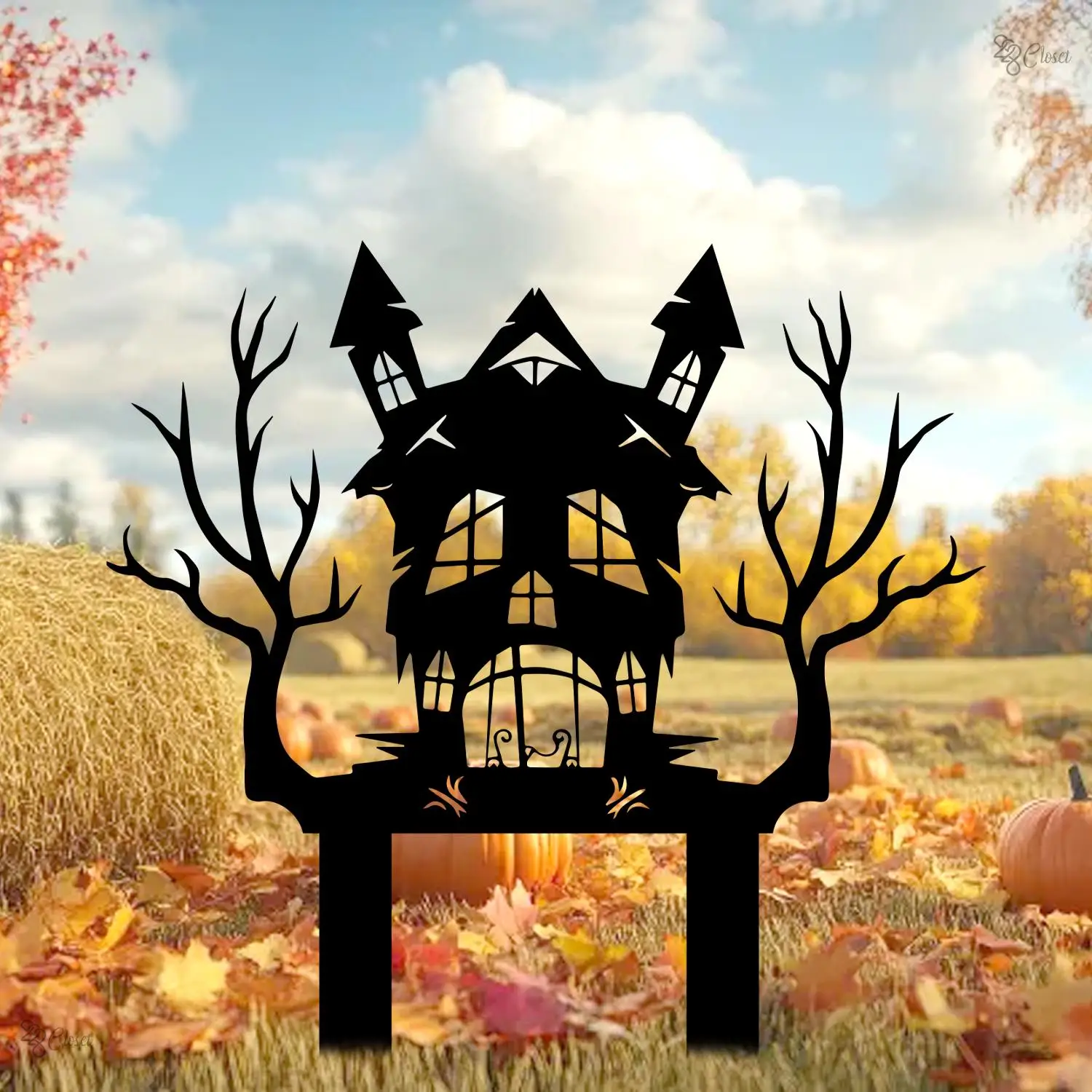 Haunted House Halloween Yard Sign Outdoor Lawn Decor Gift for Halloween Halloween Haunted House Garden Spooky haunted sign