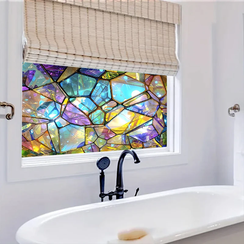 45x100cm Flower Pattern Static Cling Decorative Sticker Electrostatic Glass Patch,traditional Mosaic Pvc Window Film