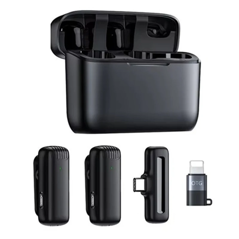 

NALFI-2 In1 Wireless Lavalier Microphone Charging Case Mic Portable Audio Video Recording For Camera Notebook Live Gaming Mic