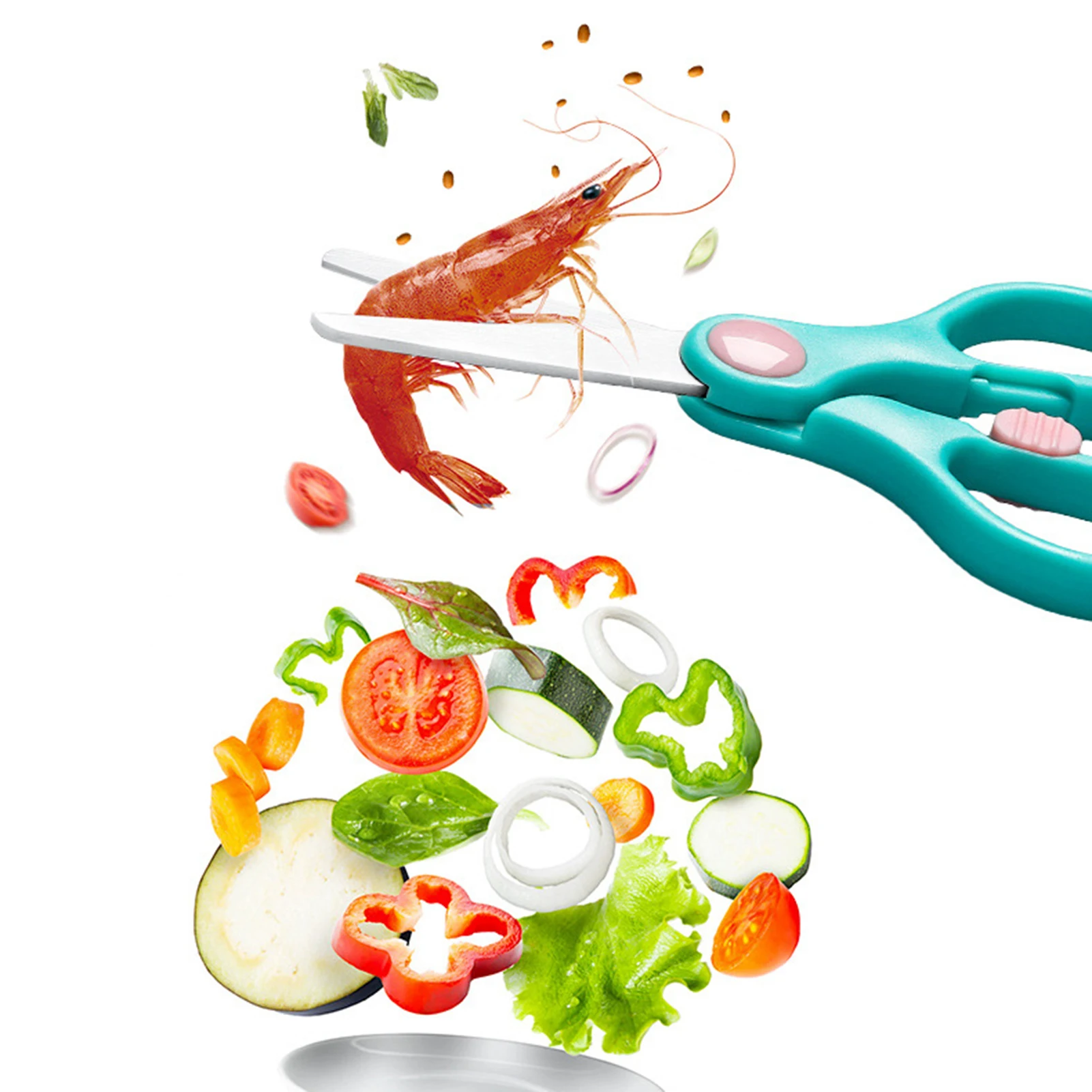 Forbici per alimenti complementari per bambini forbici resistenti alla ruggine durevoli e facili da pulire per carne di pesce per barbecue all'aperto
