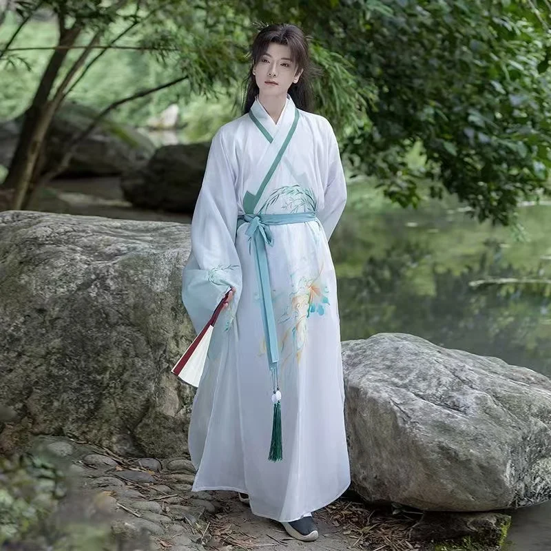 

Сказочный боевой ханьфу, мужской традиционный даосский халат династии Мин, удобный шифоновый сценический костюм, карнавальное платье для косплея