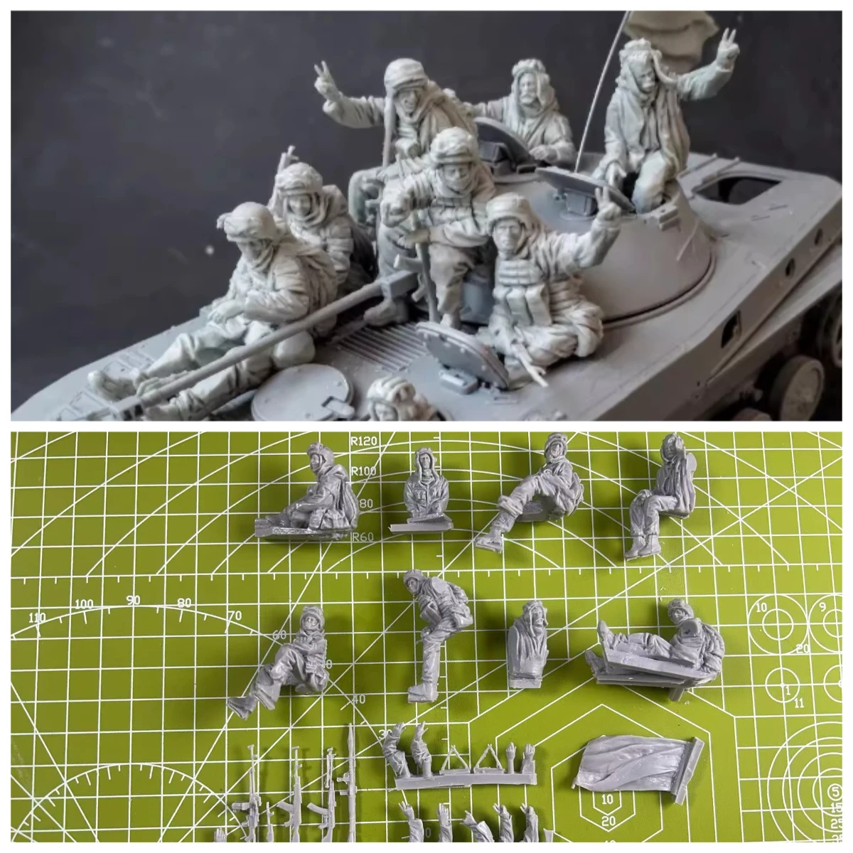 

1: 35 Die Casting Resin Model Kit Mini Scene Model Soldier 8 People Unpainted (vehicle Not Included)