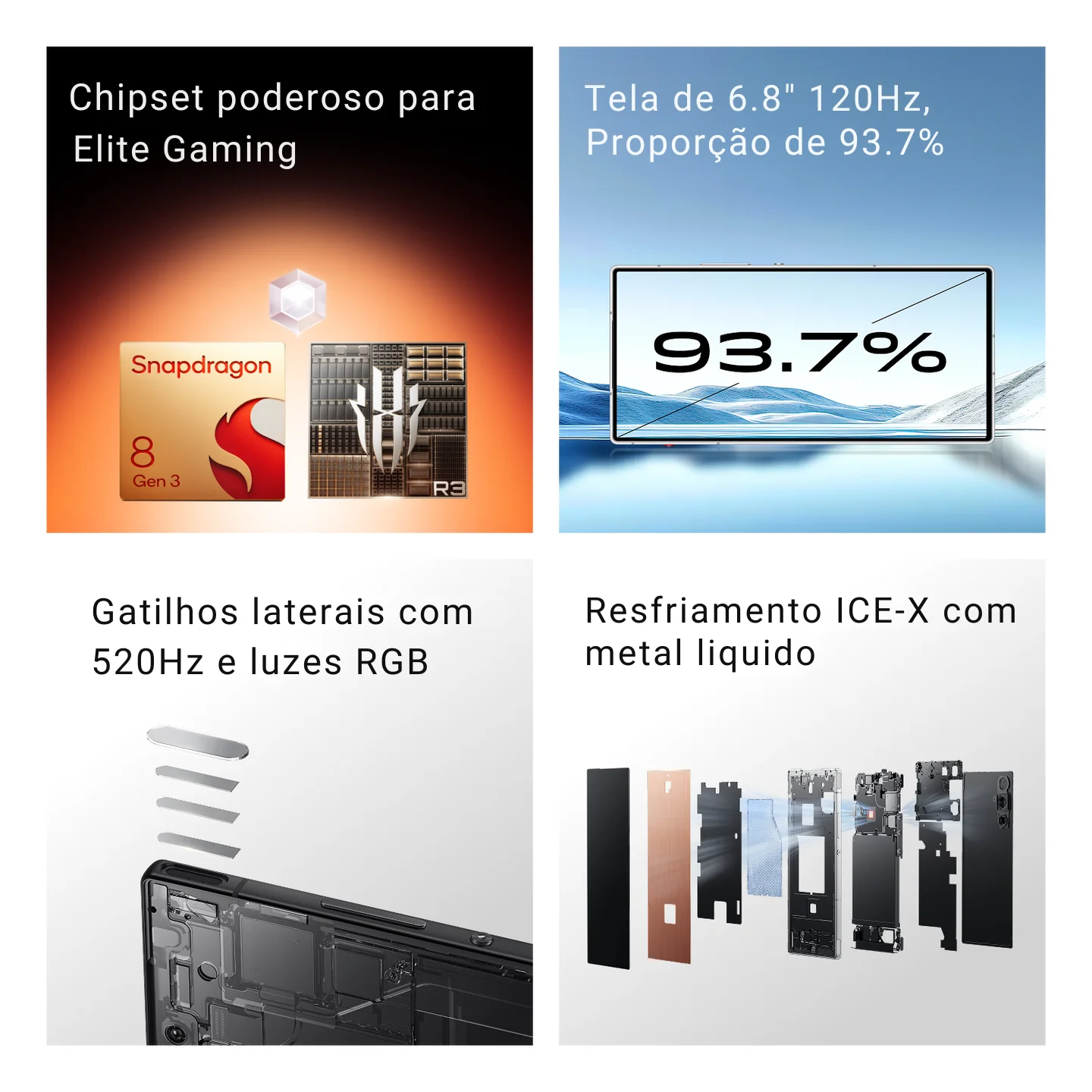 REDMAGIC 10 Air Mobile Phone Gamer 12/16GB + 256/512GB رفيع 7,85 مم 6000 مللي أمبير سريع 80 وات Snapdragon 8 Gen 3 أسود/أبيض/برتقالي