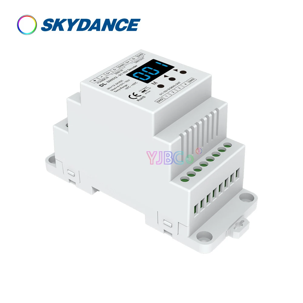 

Skydance 4 Channel DMX 512 To 0-10V Converter Din Rail 1-10V RGB RGBW single color dimmer 12V-24V 4CH DMX RDM Signal Decoder DL