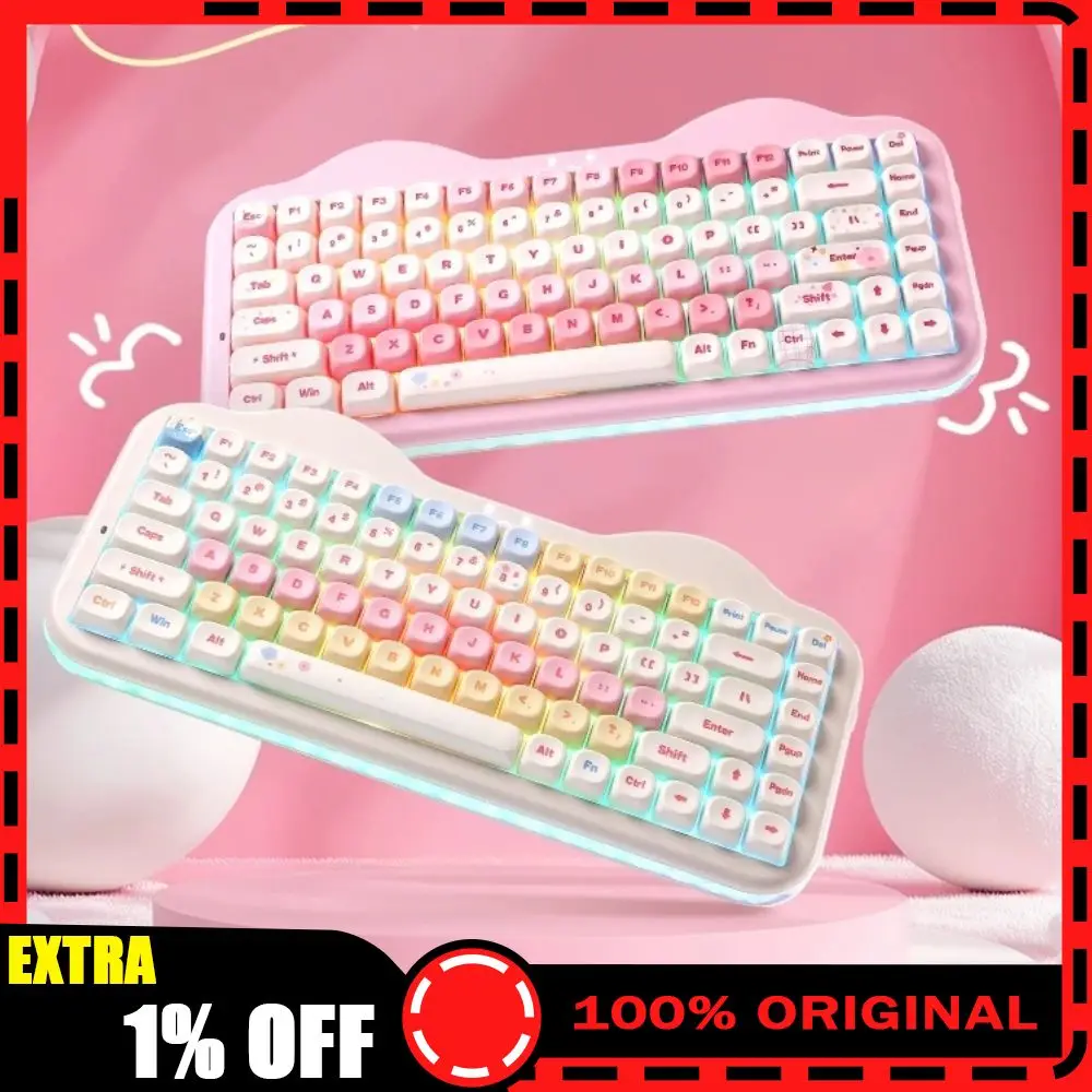 

YUNZII C75 Mechanical Keyboard RGB Light MOA PBT Keycap GASKET Hot-Swap 5500mAh Ergonomic 75% Wireless Bluetooth for Mac&Windows