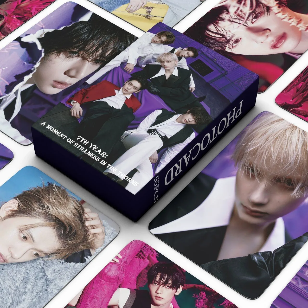 55pcs  T 7TH YEAR: A Moment of Stillness in the Thorn lomo Star Holographic Photocards Photo Lomo Cards Fans Collection Cards