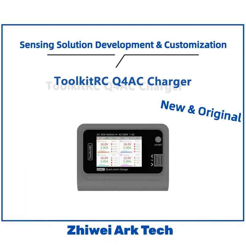 

ToolkitRC Q4AC 4x50W Smart Charger, AC100W/DC200W, IPS Display, XT60 Ports, for LiPo/NiMH/RC Battery