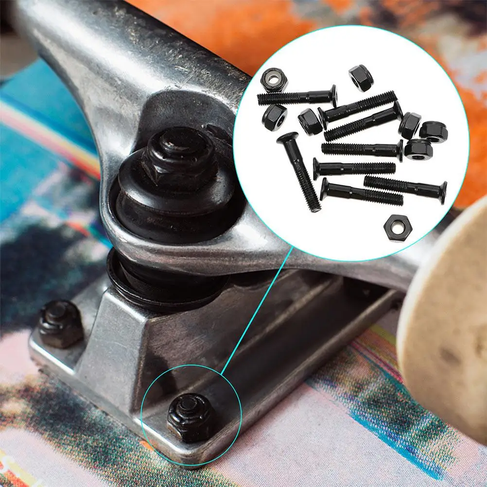 40 セット スケートボード トラック ブリッジ スタッド 取り付けボルト ベアリング ブラック アイアン ハードウェア