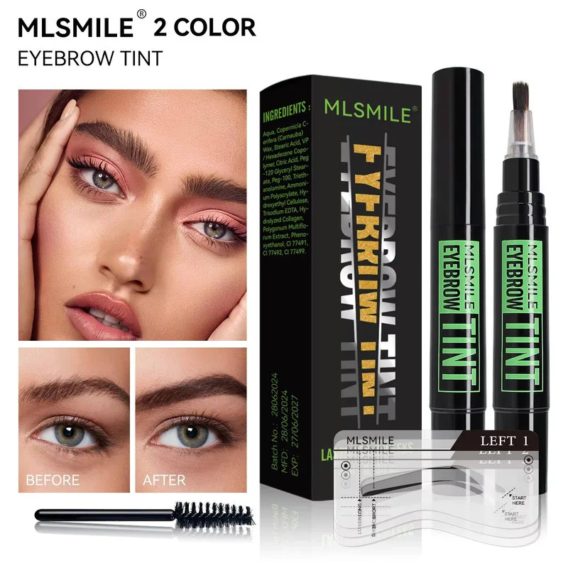 MLSMILE-Kit de pestañas de 2 colores, tinte rápido, Gel, crema para cejas, potenciadores de cejas, máscara de Henna, herramienta de maquillaje, novedad de 2025