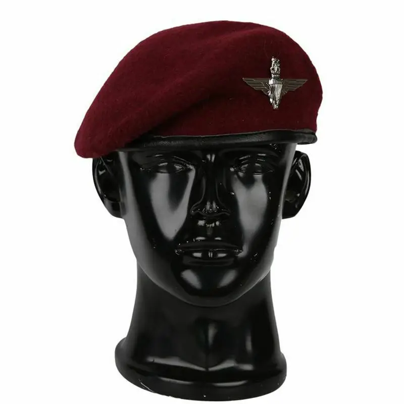 UK ARMY BRITISH AIRBORNE PARATROOPER FORCES RED WOOL ROYAL Maroon Beret MILITARY HAT CAP All Sizes