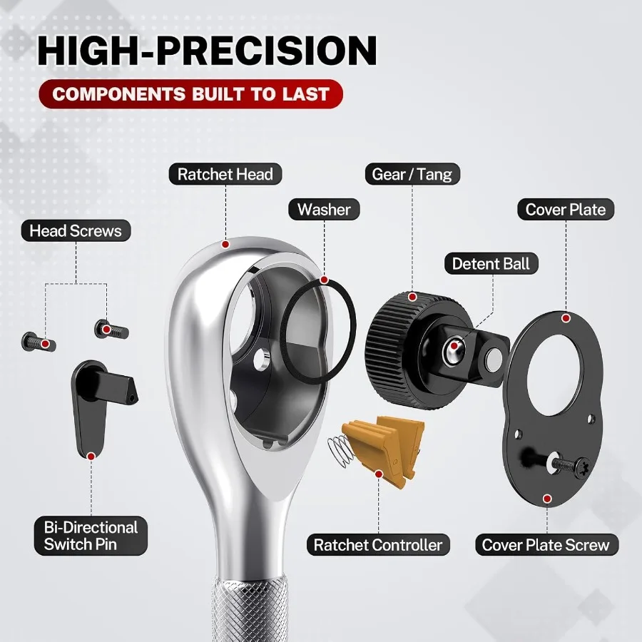 مجموعة مفاتيح ربط بسقاطة مدمجة 1 4 3 8 1 2 مع آلية تحرير سريع 72 سنًا لإصلاح وصيانة فعالة للسيارات