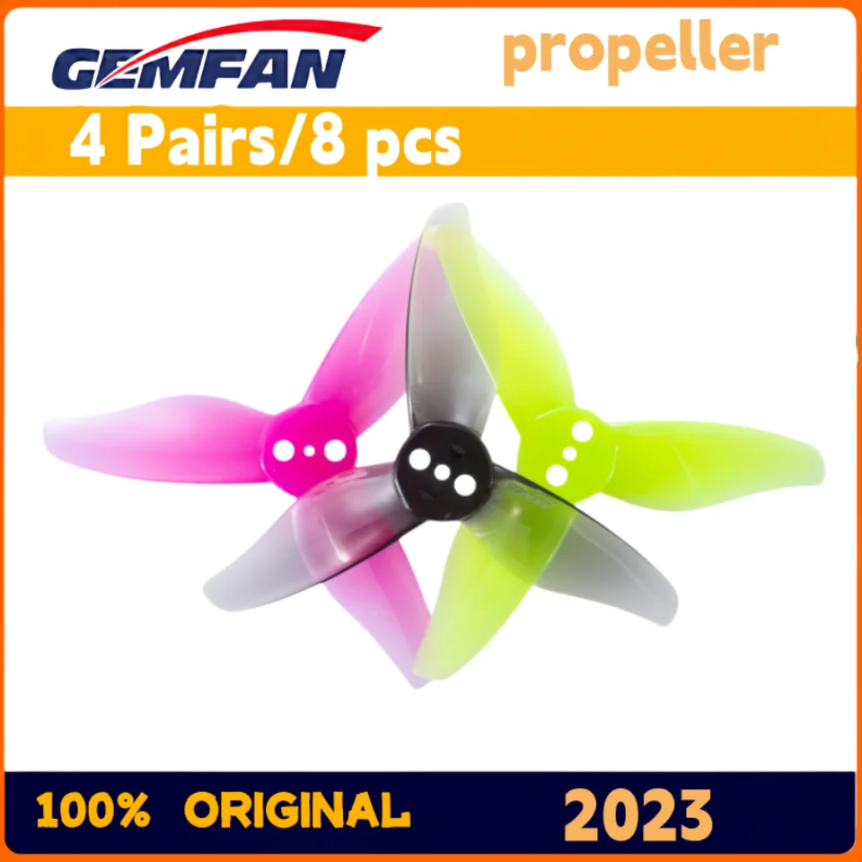 4Pairs Gemfan Hurricane 2023 2X2.3X3 3-Blade Toothpick Propeller 1mm 1.5mm for RC FPV Racing Freestyle 2inch Toothpick Drones