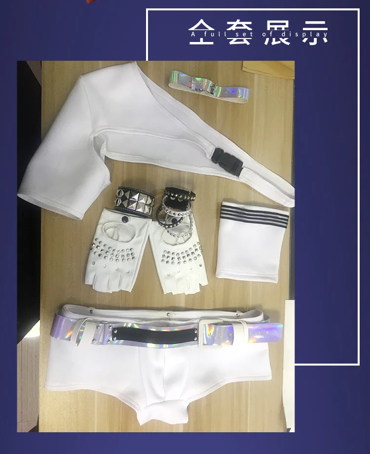 Men's Nightclub Show Ds Costume Sexy Male Clothes White Underwear Set Bar DJ Clothing Set Party Wear Performance Costume
