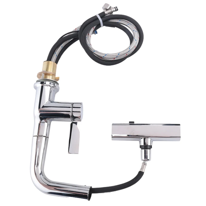 Waterfall Pull Out Kitchen Faucet Intelligent Digital Display Cold Hot Mixer Taps Rotatable Sink Lifting Basin Faucet