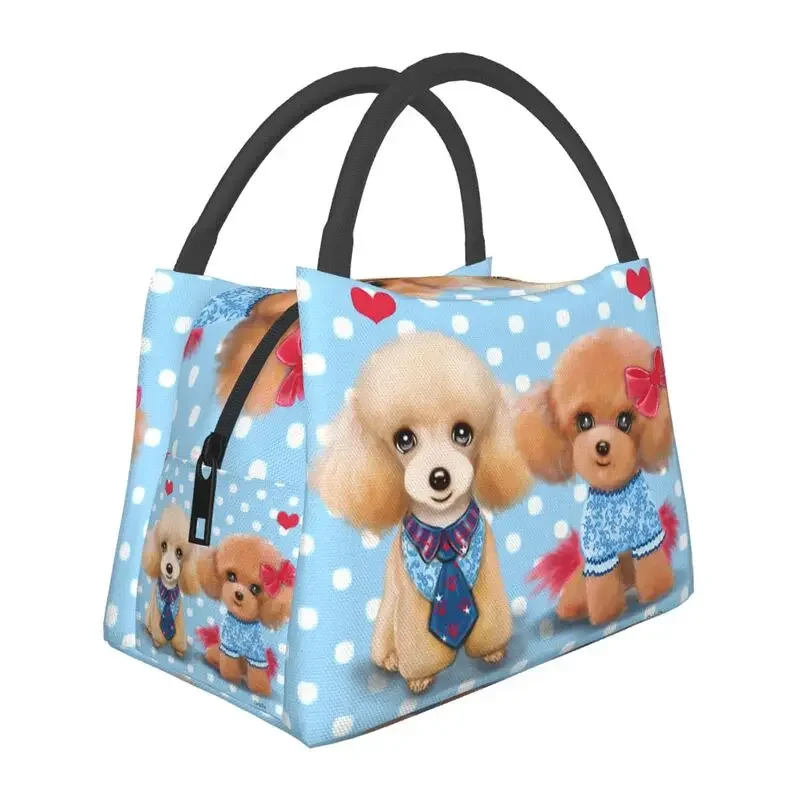 

Custom Sweet Poodles Pups Lunch Bags Men Women Cooler Thermal Insulated Lunch Boxes for Picnic Camping Work Travel